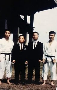 Portrait with Masters, from left to right, Grandmaster Bok Man Kim, General Choi Hong Hi, and Yoosun Lee.