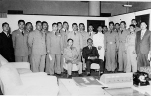 1959 Korean Military Officers and Taekwon Do Senior Belts, including General Choi. Grandmaster Kim 4th from the right.
